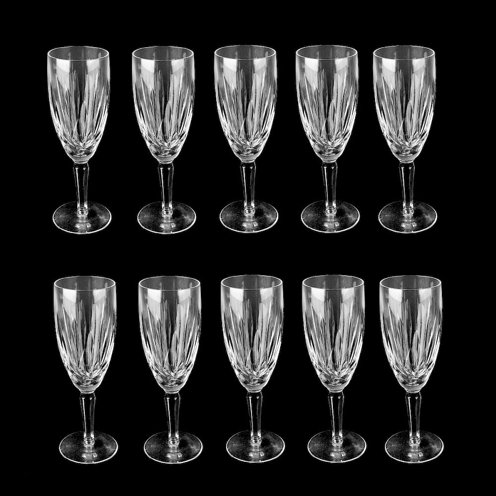 Appraisal: Waterford Champagne Flutes Set of Ten Waterford Kildare Crystal Champagne