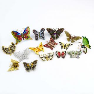 Appraisal: Collection of Fifteen Fashion Butterfly Brooches decorated variously with enamel