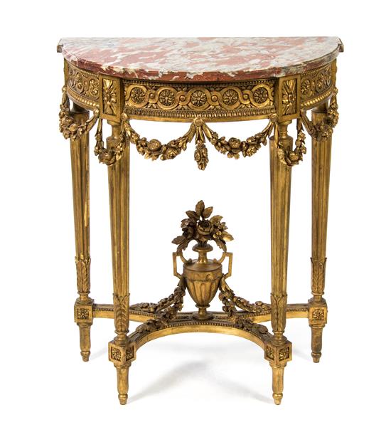 Appraisal: Sale Lot A Louis XVI Style Giltwood Console Table th