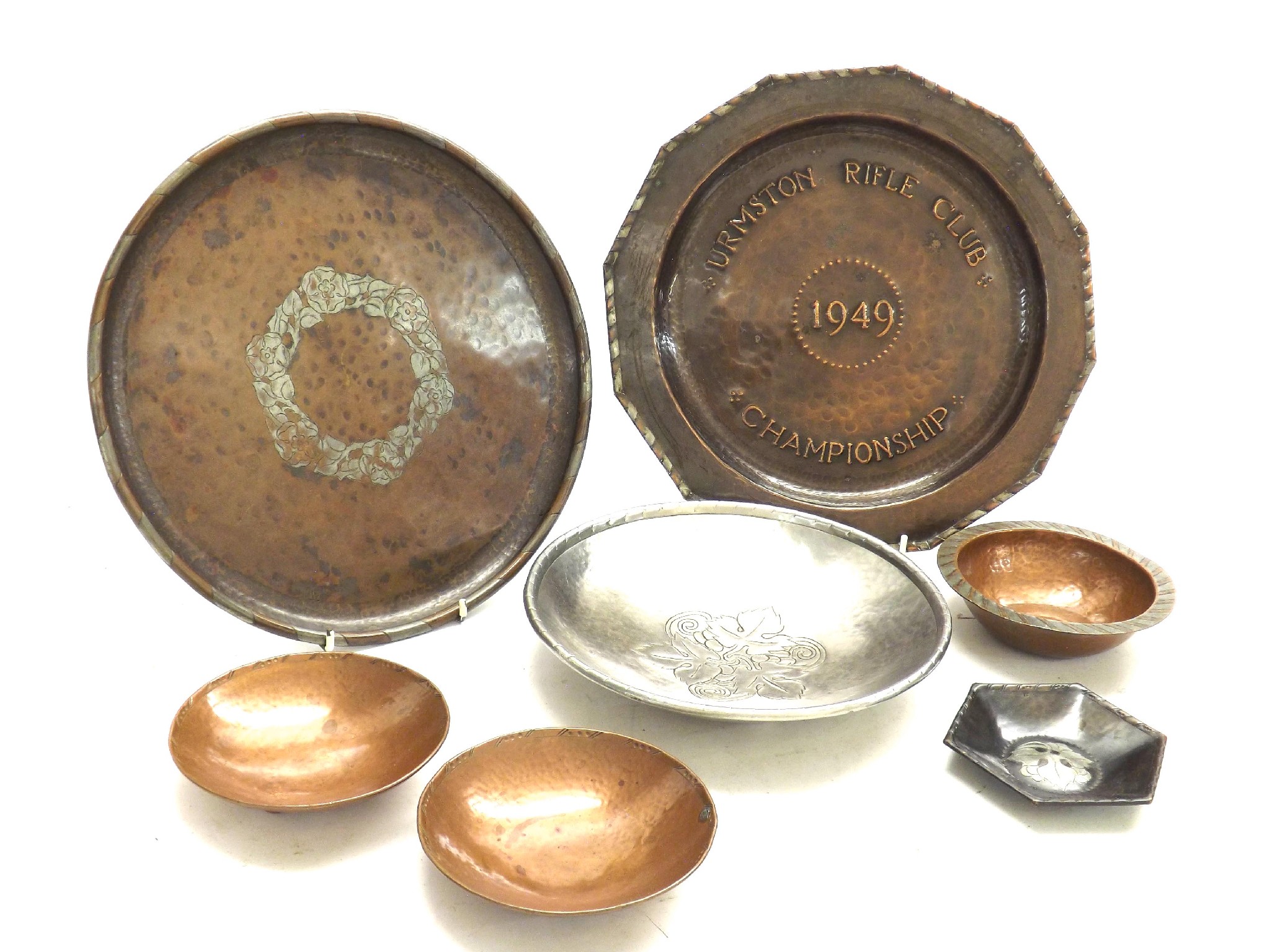 Appraisal: Hugh Wallis - - seven various copper trays and dishes