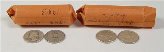 Appraisal: Two Rolls of Silver Washington Quarters Dates run - with