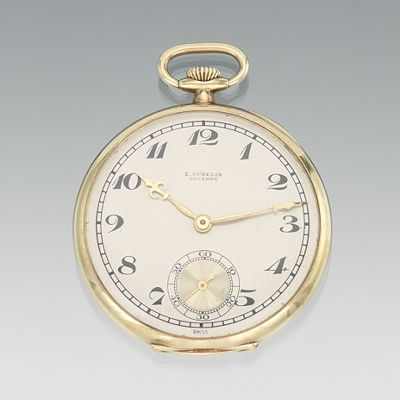 Appraisal: An Open Face E Gubelin Lucerne k Gold Pocket Watch