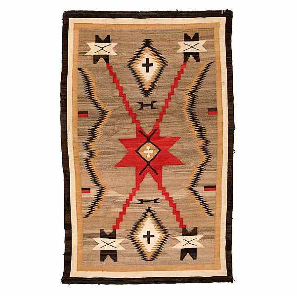 Appraisal: Navajo Storm Pattern Variant Weaving woven with hand-spun wool using