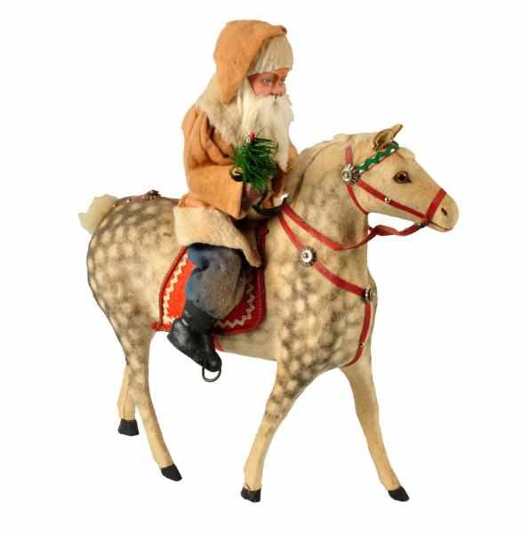 Appraisal: Santa Riding Horse Description All original with composition face and