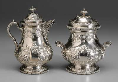 Appraisal: Tiffany sterling creamer and sugar pear shapes scalloped borders acanthus