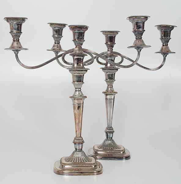 Appraisal: Ellis Barker Sheffield Candelabras England A pair of Sheffield candelabras