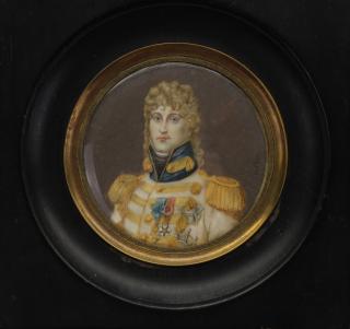 Appraisal: Signed Antique Portrait of Joachim Murat Signed Antique Miniature Portrait