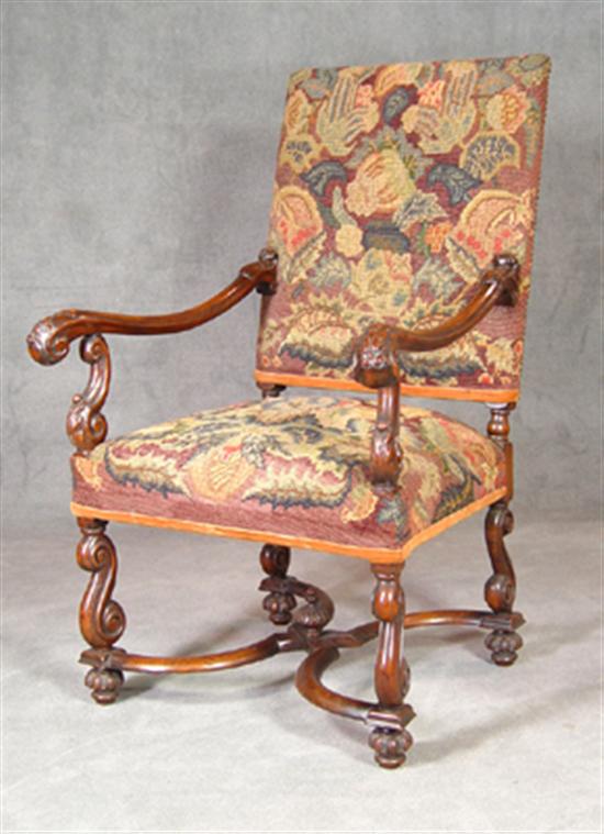 Appraisal: Heraldic Revival Armchair Late th Century Pseudo William Mary and