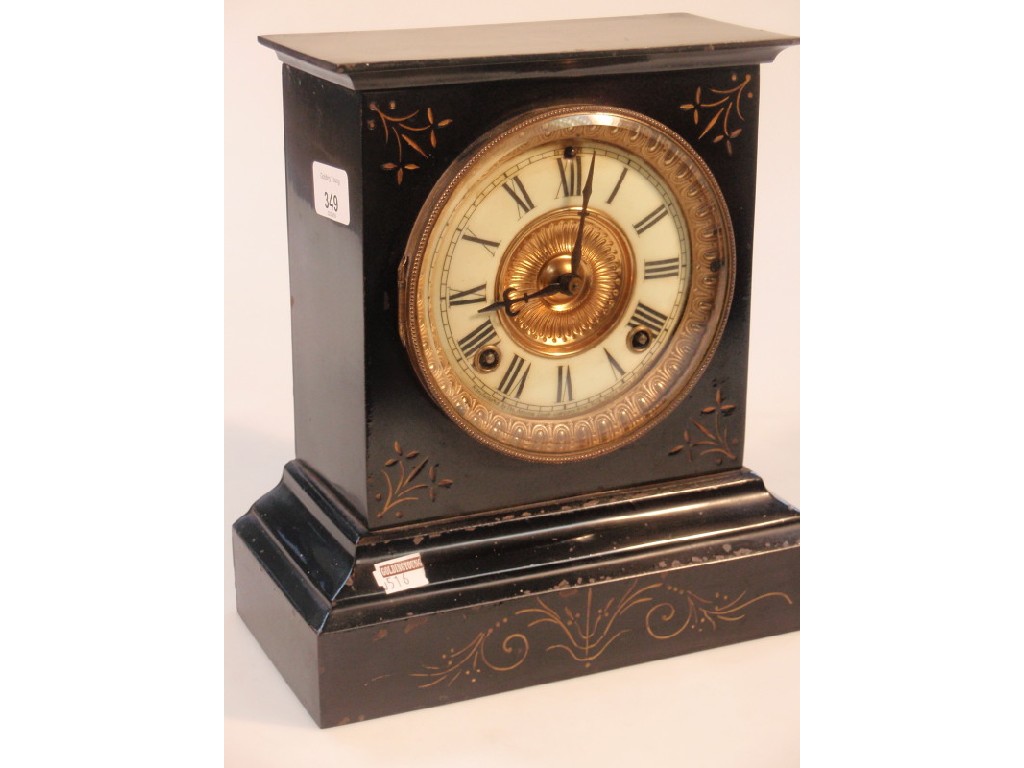 Appraisal: An American black metal mantel clock by the Ansonia Clock