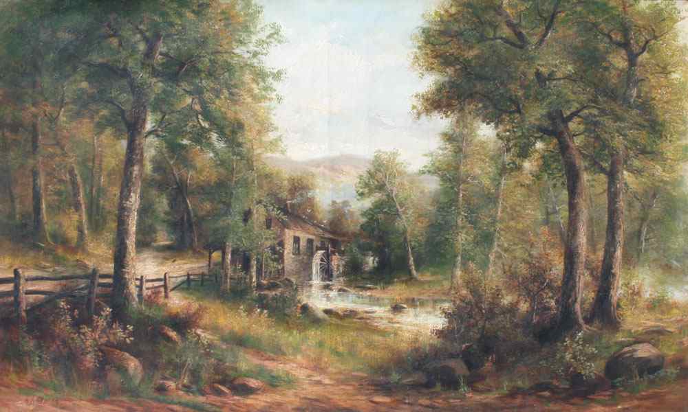 Appraisal: CRUISE Louis J American - Panoramic Rural Landscape with Mill