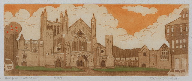 Appraisal: John Brunsdon British b Hereford Cathedral signed titled and numbered