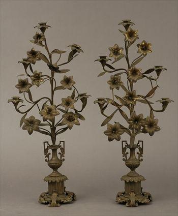 Appraisal: Pair of Rococo-Style Gilt-Metal Five-Light Candelabra x in