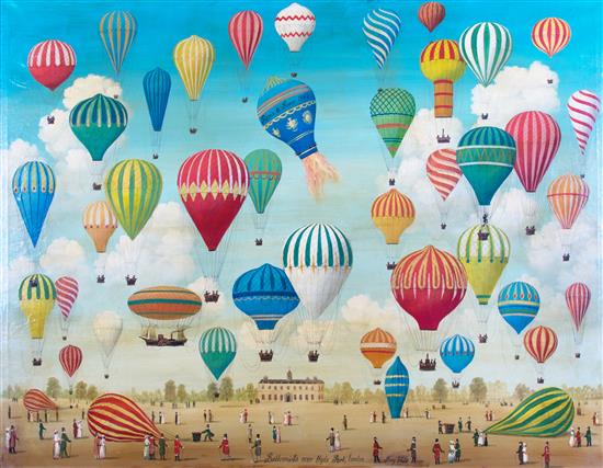 Appraisal: Sale Lot Artist Unknown British th Century Balloonists over Hyde