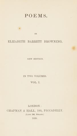 Appraisal: BROWNING ELIZABETH BARRETT Poems London Chapman Hall New edition i