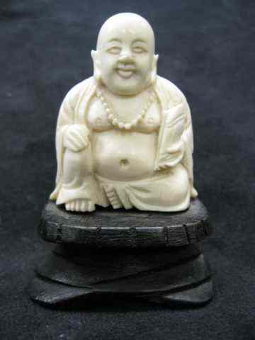 Appraisal: Carved Ivory Figure of a Buddha '' plus wooden base