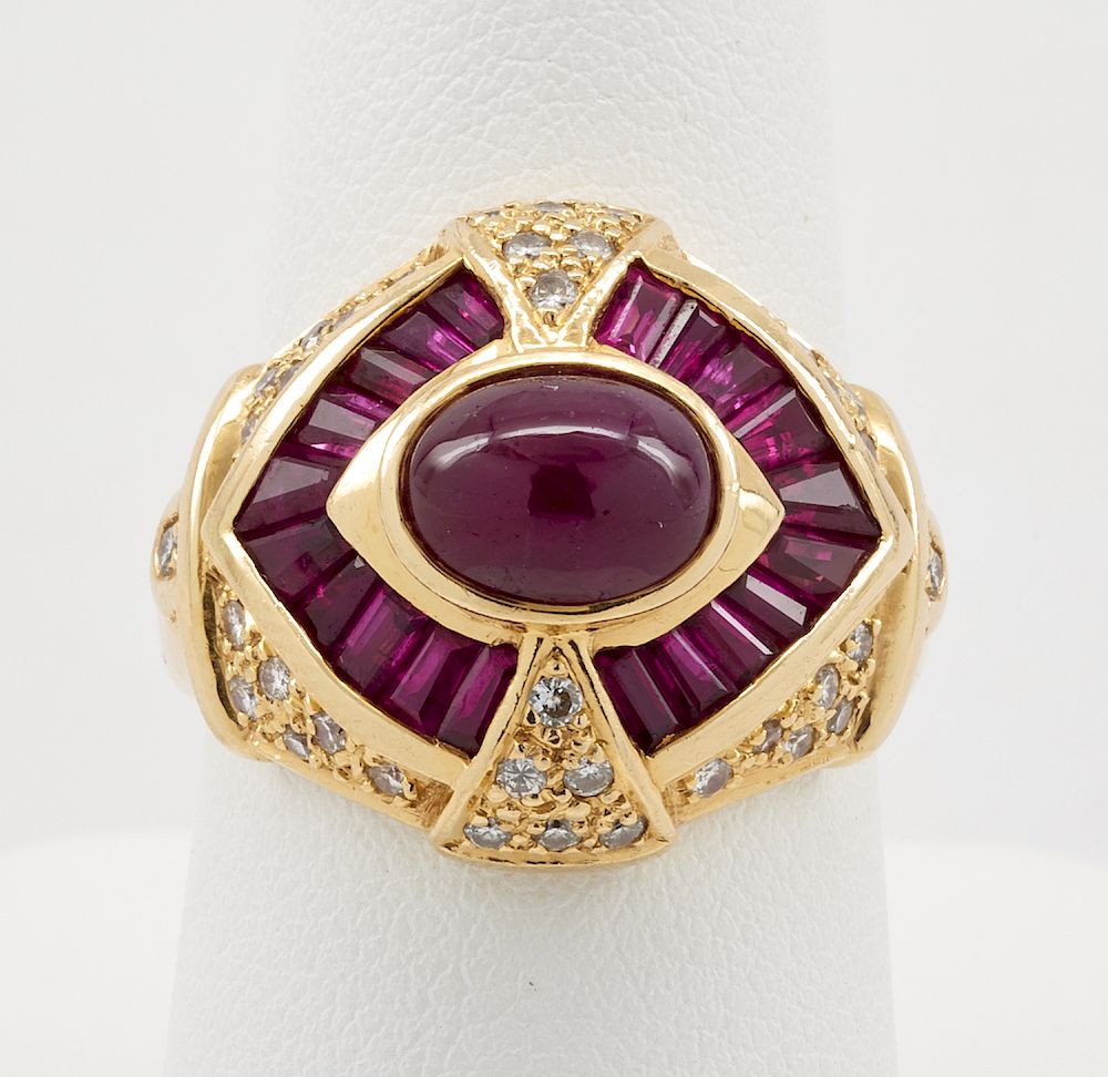 Appraisal: k Yellow gold ruby diamond ring k Yellow gold ruby