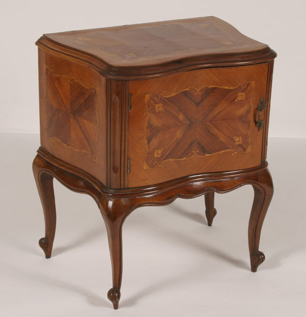 Appraisal: Italian parquetry commode stand inlay on all surfaces single door