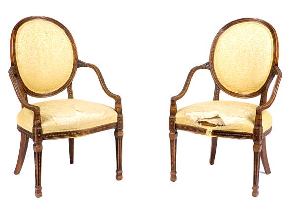 Appraisal: A pair of George III style carved beechwood armchairs height