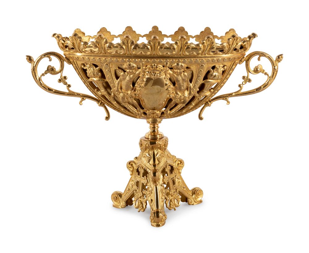 Appraisal: A Continental Gilt Metal Center Bowl A Continental Gilt Metal