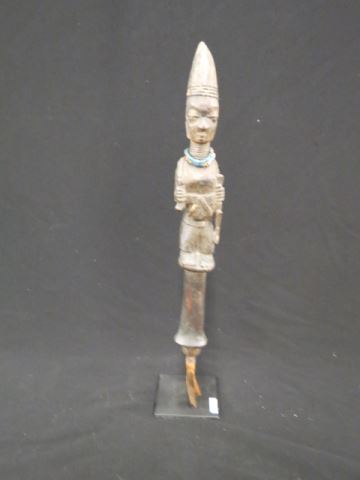 Appraisal: African Carved Wooden Ceremonial Piece woman on top of handle