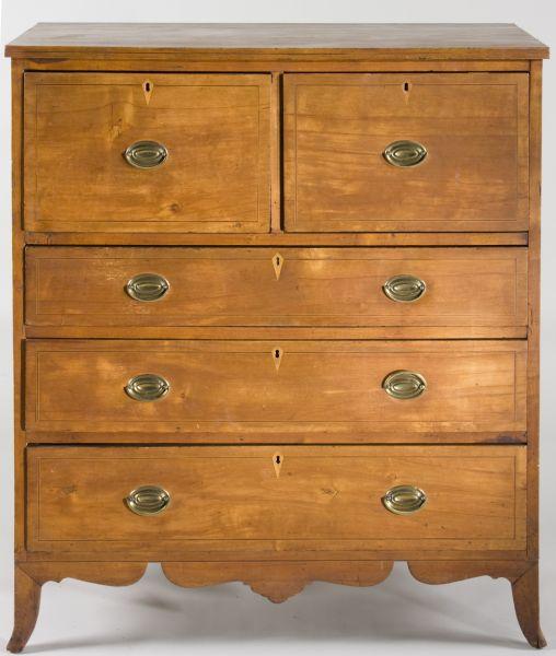 Appraisal: Southern Inlaid Bonnet Chest early th century river birch with