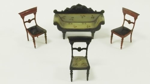 Appraisal: A Regency style painted tin scroll end sofa and three