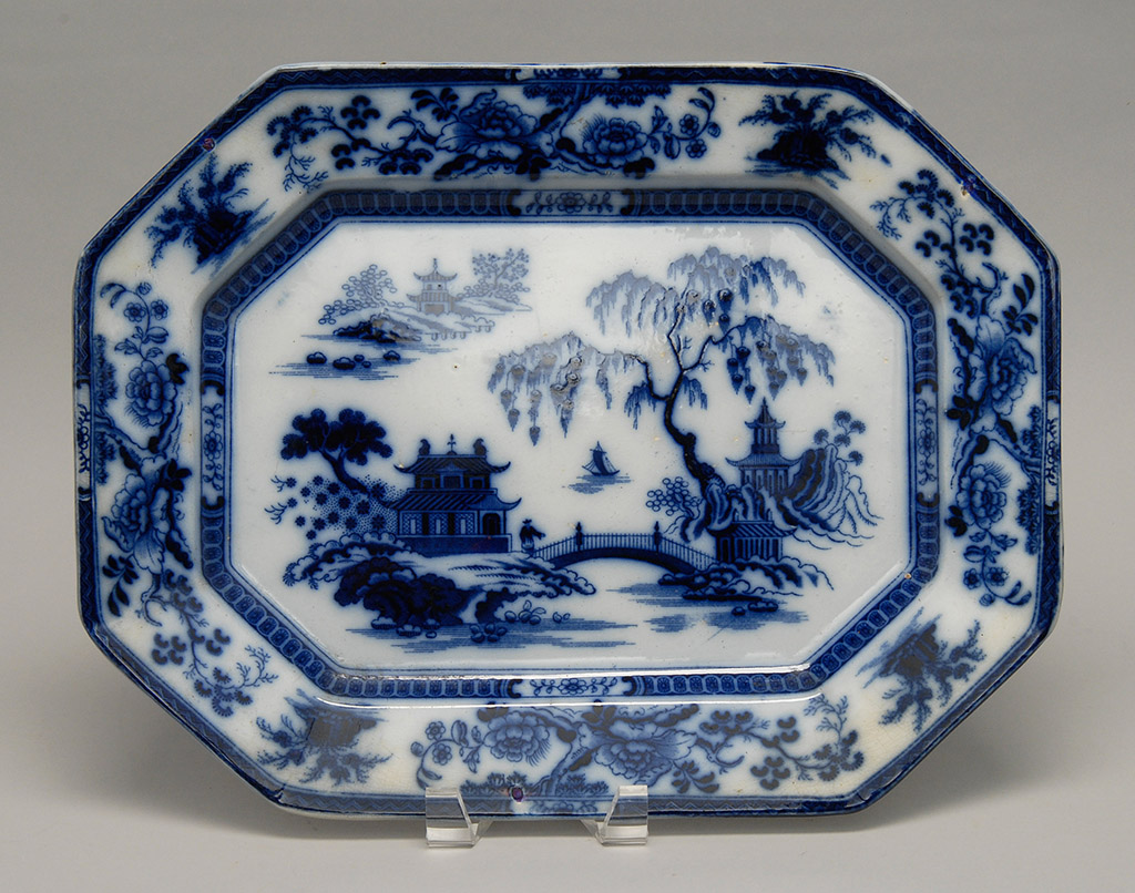 Appraisal: FLOW BLUE IRONSTONE PLATTER English Second Half of the th