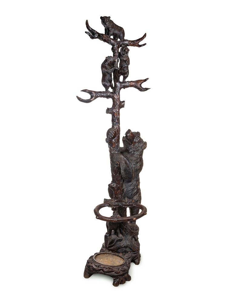 Appraisal: A Black Forest Carved Wood Hall Tree A Black Forest