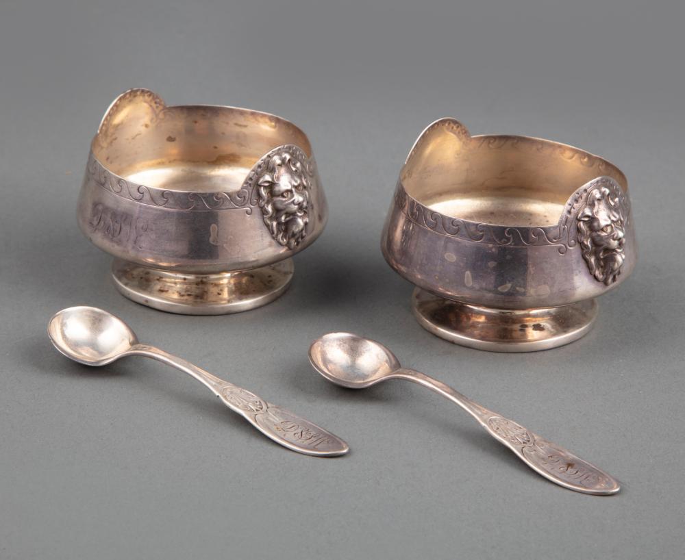 Appraisal: Pair of American Renaissance Sterling Silver Master Salt Cellars Krider