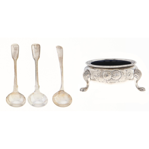 Appraisal: A Victorian silver salt cellar chased with flowers on three