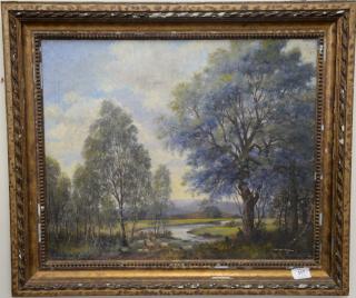 Appraisal: Rev William Dickie - oil on canvas spring landscape with