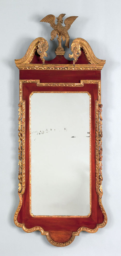 Appraisal: Chippendale mahogany and parcel gilded constitution mirror late th c