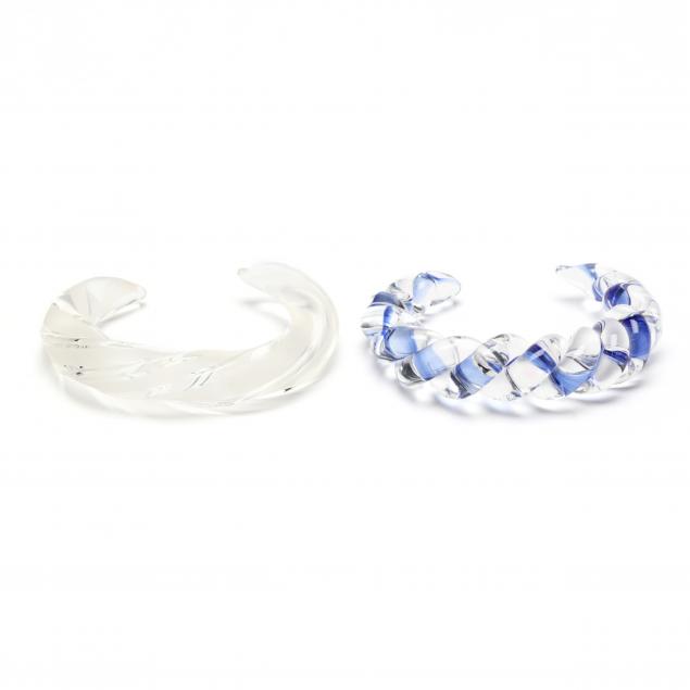 Appraisal: TWO ART GLASS CUFF BRACELETS To include a cuff in