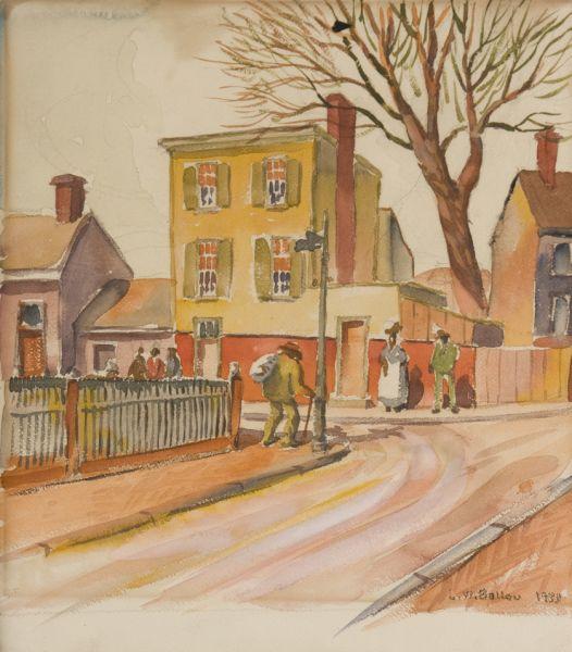 Appraisal: Charleston Renaissance School Street Corner watercolor on paper signed and