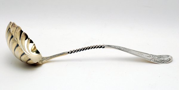 Appraisal: Coin silver bright cut punch ladle retailed by William Brady