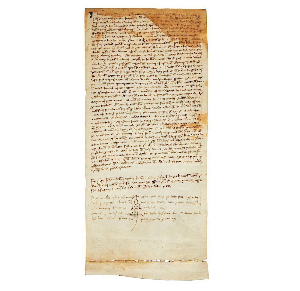 Appraisal: Legal Document on Vellum dated A handwritten legal document on