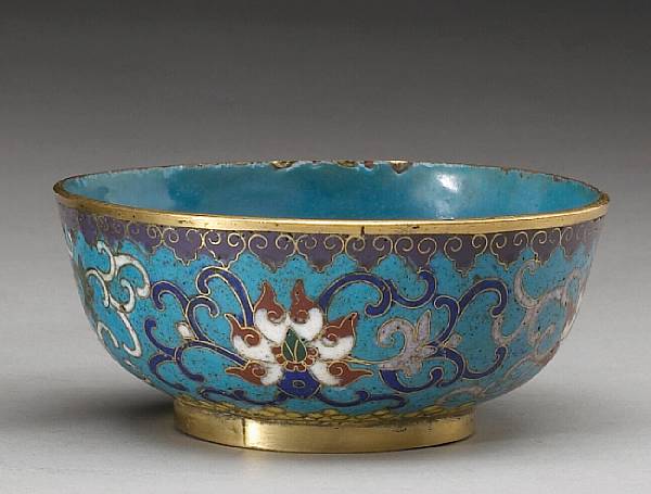 Appraisal: A small cloisonn enameled metal bowl th Century Its wide