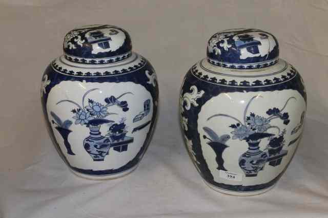 Appraisal: A PAIR OF CHINESE BLUE AND WHITE PORCELAIN GINGER JARS