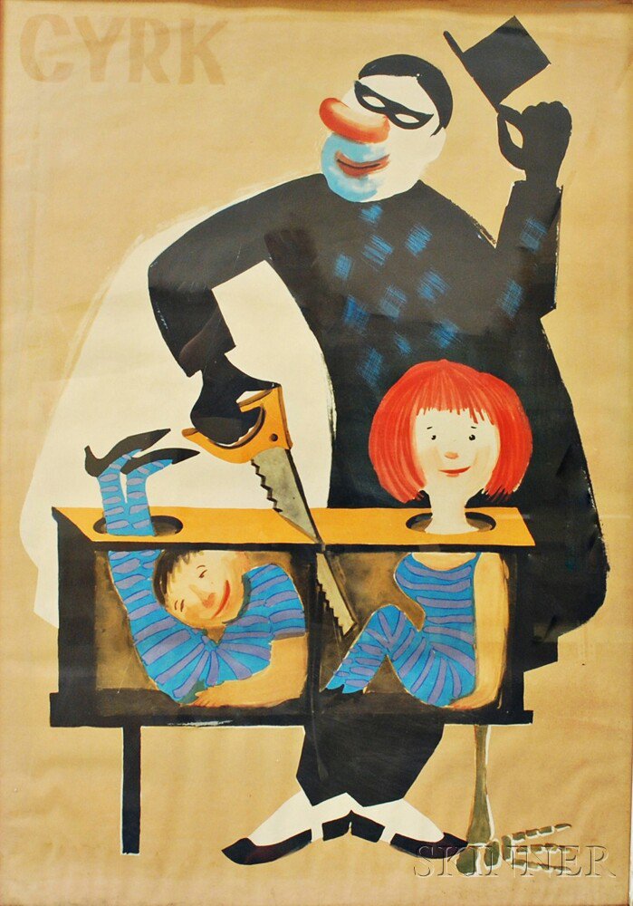 Appraisal: Polish Cyrk Circus Poster depicting a magician performing a trick