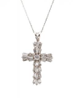 Appraisal: Ladies k White Gold Diamond Cross Necklace Ladies estate k