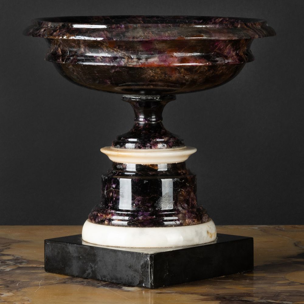 Appraisal: Blue John and Marble Tazza x in diam The Neoclassicist