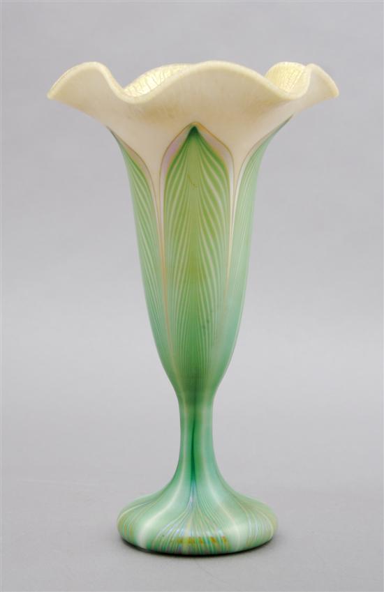 Appraisal: A Quezal Glass Vase Height inches