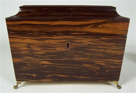 Appraisal: A Regency coromandel tea caddy the cavetto moulded hinged lid