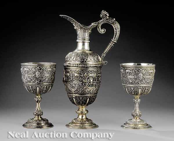 Appraisal: A Fine English Renaissance Revival Sterling Silver Wine Ewer and