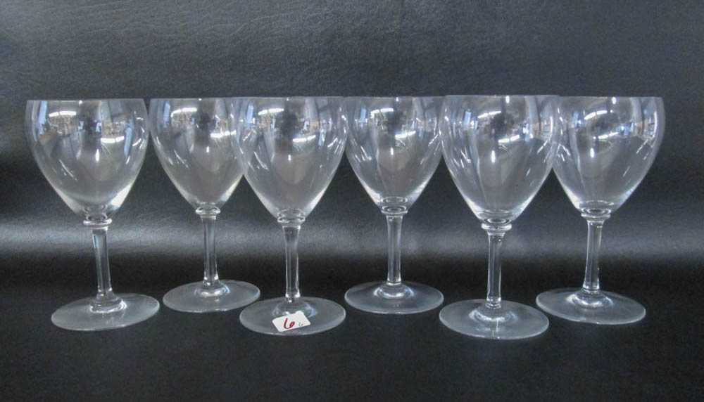 Appraisal: SET OF SIX BACCARAT CRYSTAL WINE GOBLETS acid etched Baccarat