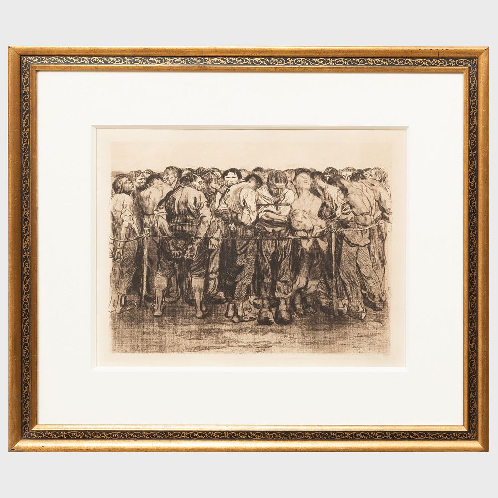 Appraisal: Kathe Kollowitz - Die Gefangenen from Bauernkrieg Etching in black