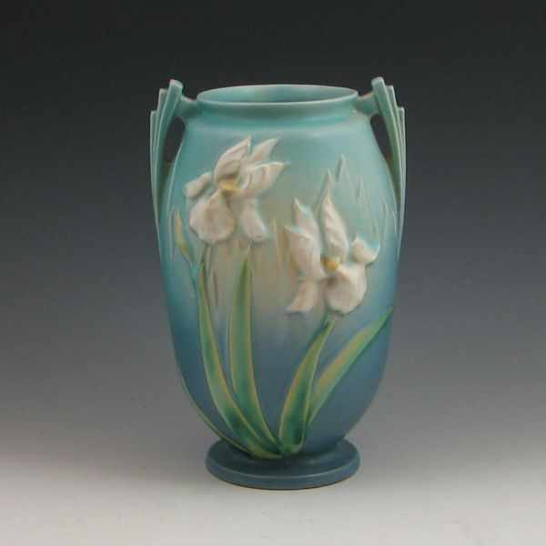 Appraisal: Roseville Iris vase in blue Marked Roseville - '' Mint