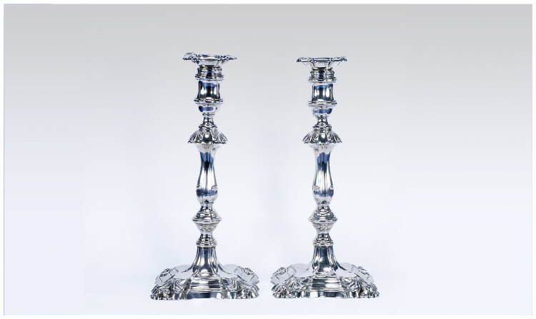 Appraisal: Pair of Victorian Silver Candlesticks of Classical Form Supported on