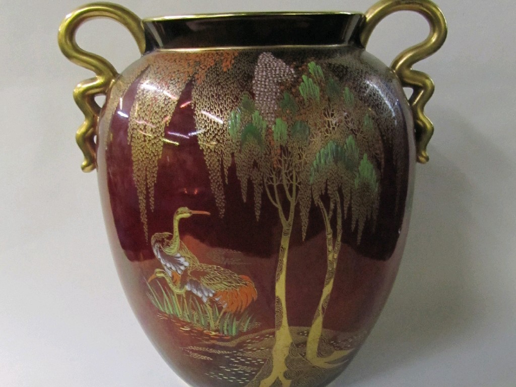 Appraisal: Carlton Ware Rouge Royale 'New Stork' two handled vase