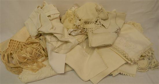 Appraisal: TEXTILES An assortment of linens including cutwork table cloths and